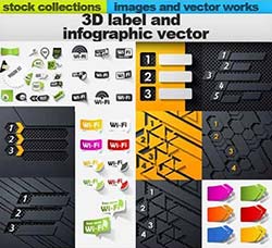 24套矢量的3D标签素材合集：3D label and modern infographic vector 24 x E